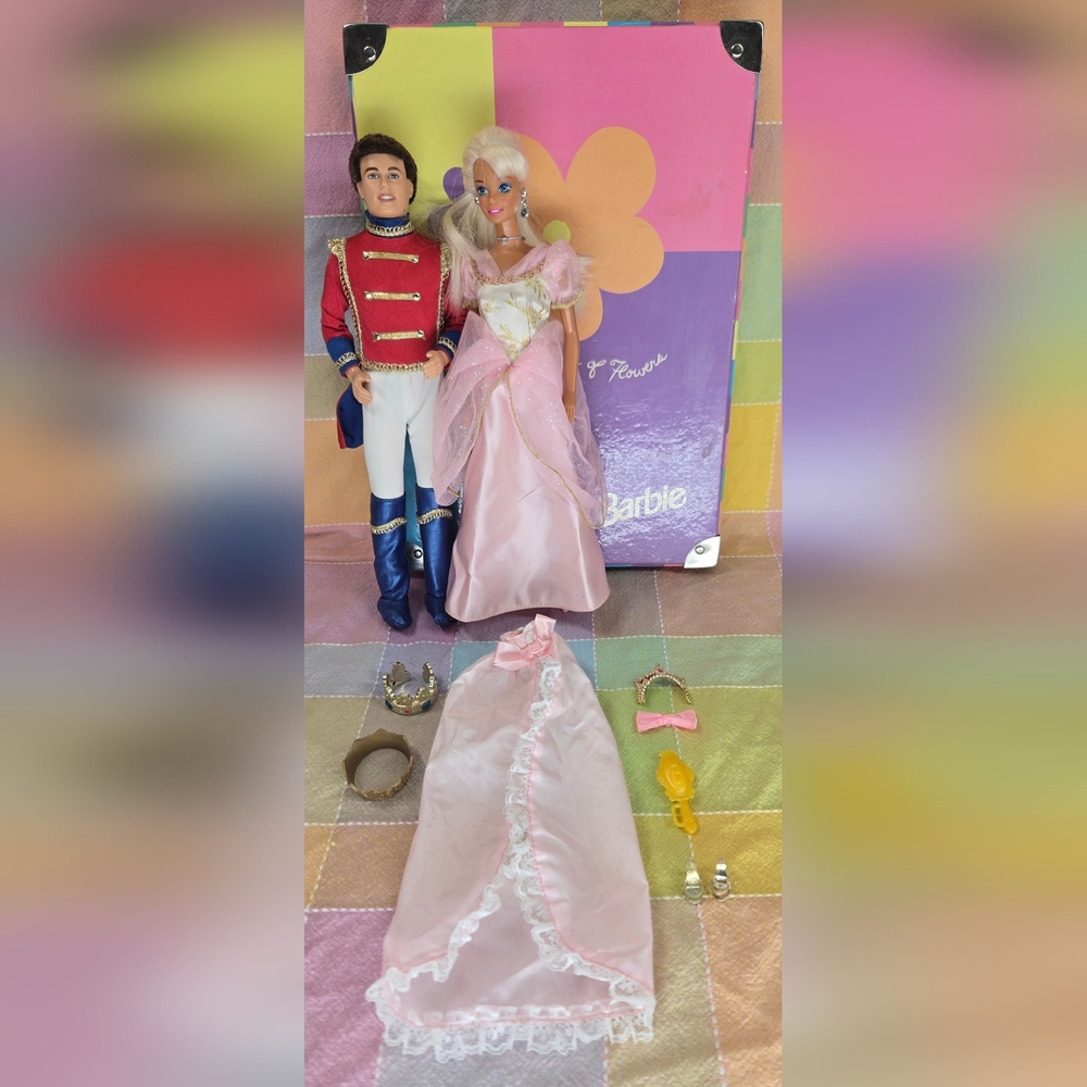 Vintage 1991 Barbie & Ken Prince and Princess Dolls with Accessories